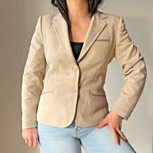 vtg 80s 90s Givenchy sport beige blazer jacket size 8‎ couture designer tailored